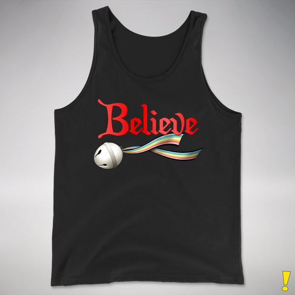 Believe Queer Pride Flag Jingle Bell Premium Tank Top - Black
